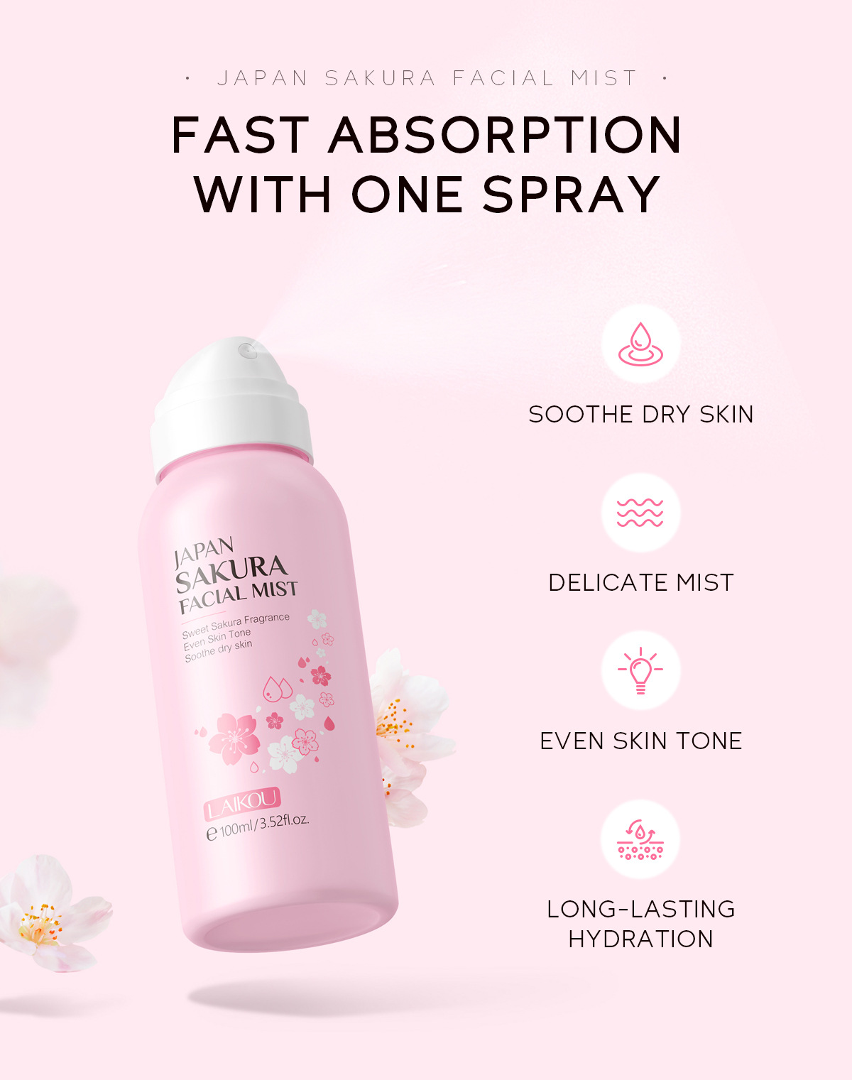 LAIKOU Sakura Facial Mist Brig - огляд і ціна Skincare Niacinamide