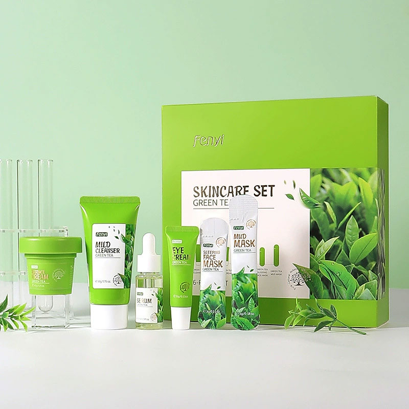 6pcs/box Skin Care Set Green T - огляд і ціна Skincare Niacinamide