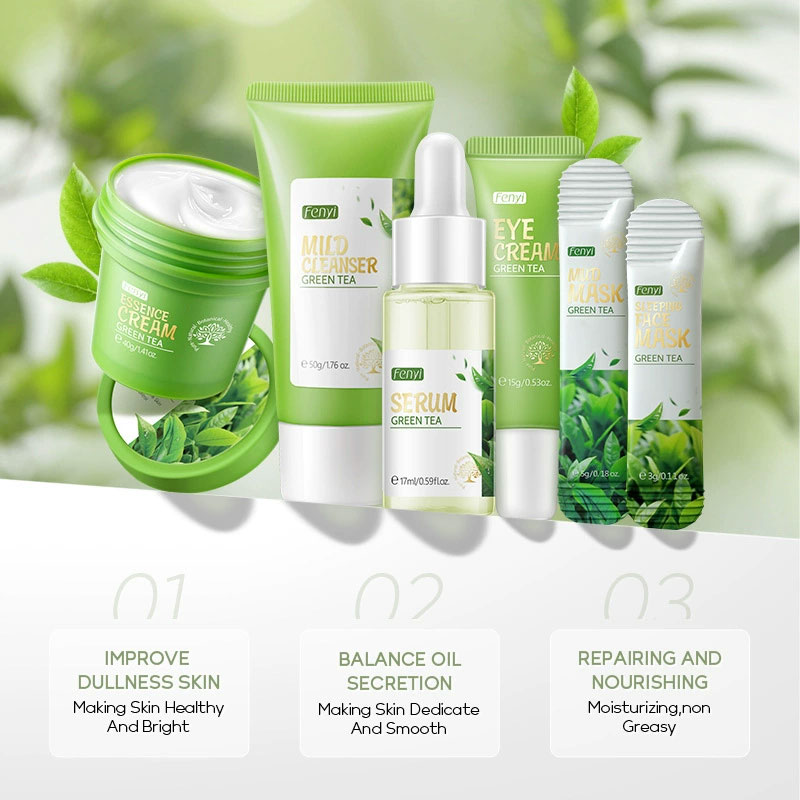 6pcs/box Skin Care Set Green T - огляд і ціна Skincare Niacinamide